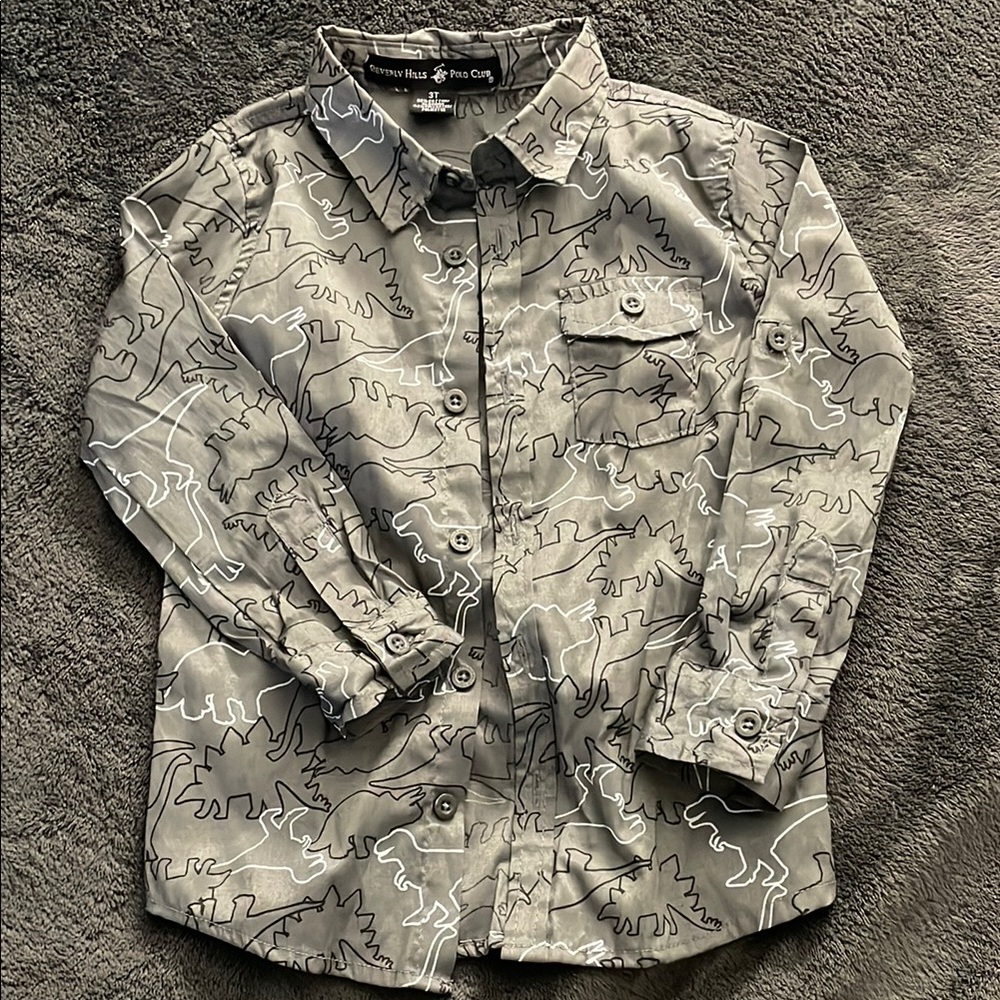 Dinosaur Print Button-Up Shirt